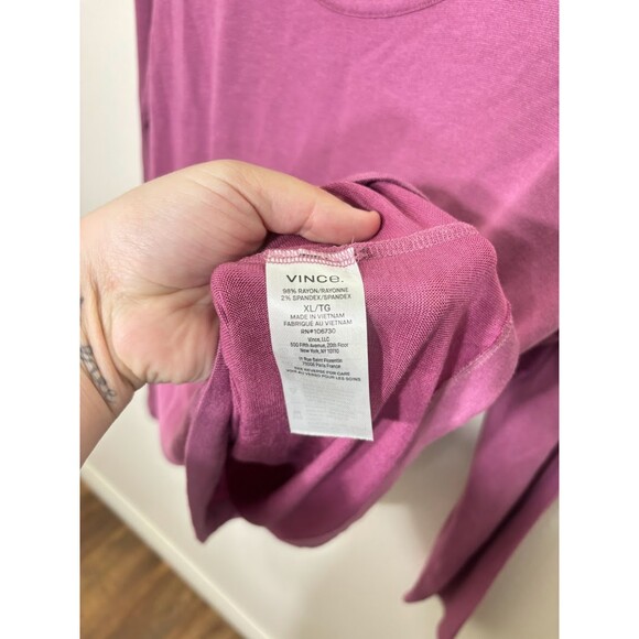 Vince Scoop Neck long sleeve shirt size XL pink magenta rayon lightweight EUC - Picture 3 of 3